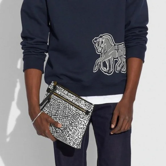 Coach Disney Mickey Mouse X Keith Haring CollabBlack & White Academy Pouch